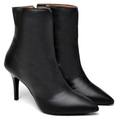 Imagem de Bota Cano Curto Salto Fino Médio Napa Preto Ella's - Ellas Online, 36,
