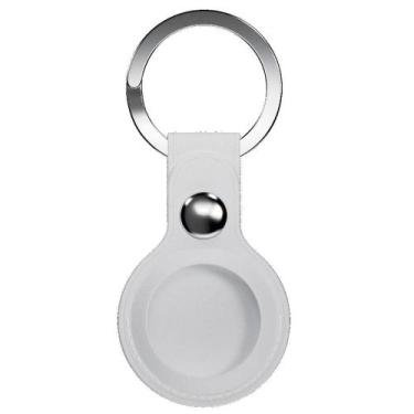 Imagem de Capa de Couro para FaafTag e Airtag Chaveiro para Malas Chaves Branco 