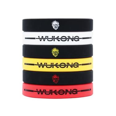 Imagem de Ouideesain Pulseira de borracha Wukong Monkey King 6 peças de lembrancinhas de festa para homens em seis cores, Standard 8", Borracha sintética, Sem Pedra Preciosa