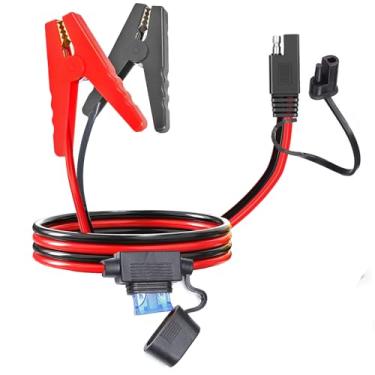 Imagem de YETOR Clipes jacaré de bateria de 10 AWG, adaptador SAE de liberação rápida para clipes jacaré com 2 pés, conectores de clipe SAE cabo de carregamento de extensão para carros e motocicletas (novo)