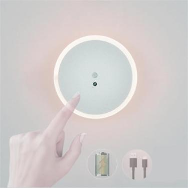 Imagem de Luminária de parede LED recarregável operada por bateria, luminária de parede ajustável por toque, com interruptor, luzes de parede de ferro, acrílico com sensor de movimento, encaixe de luz