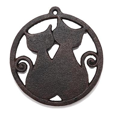 Imagem de BRASSTAR Tapete para Panelas de Ferro Fundido com Gatos para Cozinha Ou Mesa de Jantar, Protege Mesas e Balcões Do Calor e Da Umidade, Vintage, Rústico, Design Artesanal- com Bases (, Castanho Escuro)
