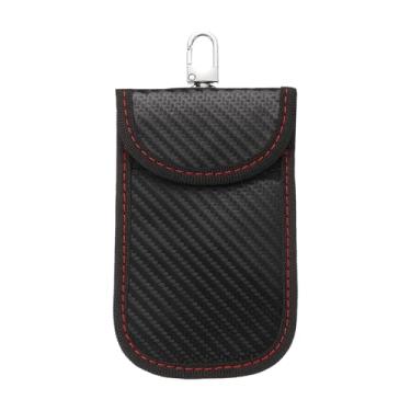 Imagem de HARFINGTON Bolsa Faraday para chaves de carro, bolsa Faraday RFID Fob protetor de chave bloqueio de sinal, capa antifurto, bloco de gaiola de segurança, tamanho pequeno, vermelho