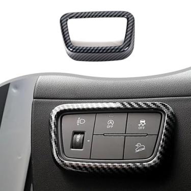 Imagem de Aunginsy Capa de acabamento de botão de interruptor de farol de carro compatível com Hyundai Tucson/Santa Cruz 2022-2024 console central luz de cabeça lâmpada de controle painel de botão decorativo