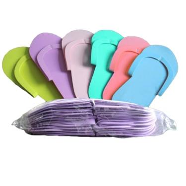 Imagem de 36 pares de chinelos descartáveis de pedicure para salão de beleza, spa, pedicure, chinelos coloridos para spa, chinelos descartáveis para viagens, cores aleatórias, Conforme mostrado., One Size Wide