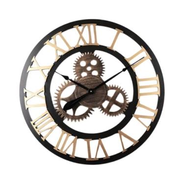 Imagem de Generic Relógio de parede redondo Decoração de parede Presentes Relógio de pendurar silencioso Algarismos romanos para quarto Café Bar Escritório Sala de, Diâmetro 40 Cm