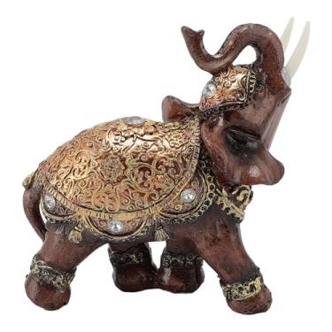 Imagem de Estátua de Elefante, Estatueta de Resina da Riqueza da Sorte, Decoração de Casa Com Cores Vibrantes, Inauguração Ideal para Sala de Estar, Escritório, Hall de Entrada (Médio 4,75L)