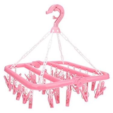 Imagem de Cabide de Roupas, Cabide de Roupas Cabide de Roupas, Rack de Secagem Cabide de Roupas Dobrável para Viagens Domésticas 32 Clipes Secador Meias Sutiãs Armazenamento de Roupas