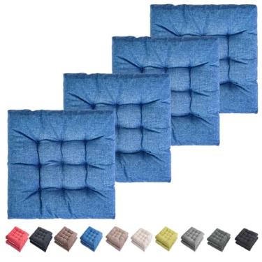 Imagem de SEKUMDAN Almofadas de cadeira de pátio 50,8 cm x 50,8 cm Conjunto de 4 almofadas de assento de móveis confortáveis para ambientes internos e externos cadeiras de cozinha de balanço (4, azul)
