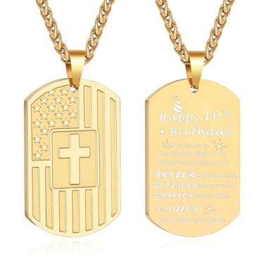 Imagem de DuoDiner Colar de presente de aniversário para homens, meninos, pai, filho, irmão, marido, avô, neto, 10, 13, 16, 18, 21, 30, 40, 50, 60 anos, aniversário, presentes de Natal, Medium, Aço inoxidável,