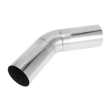 Imagem de Motoforti Tubo de escape de mandril de 45 graus DIY personalizado carro modificado tubulação tubulação 89 mm / 3,5" OD 200 mm / 7,87" comprimento T316 aço inoxidável tom prata