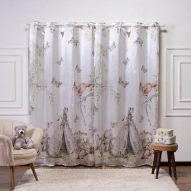 Imagem de Cortina Infantil 3,00x2,20 Estampada Tecido Cetim (Cabaninha)