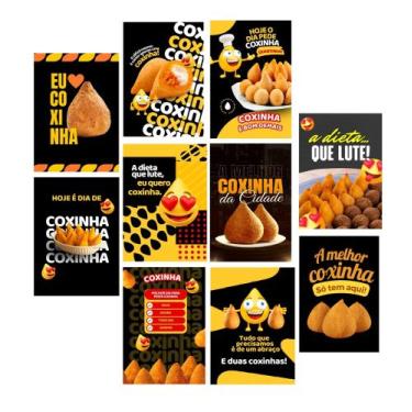 Imagem de Kit 10 Quadros Coxinha Lanchonete Salgado Lanche 21x15cm - CAMALEÃO DE