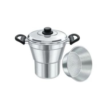 Imagem de Legumeira Cuscuzeiro Cozimento A Vapor 16cm Alumínio Polido Cor Cinza 