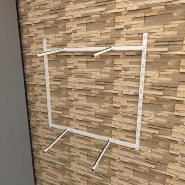 Imagem de Arara de roupas closet quarto com 8 peças regulável 100x100 cm cor bra