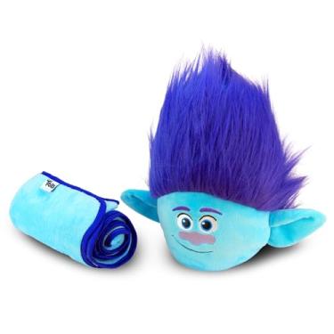 Imagem de TROLLS Brinquedo de pelúcia para viagem de pelúcia com cobertor de 33 cm - Conjunto de travesseiro infantil de viagem definitivo (ramo)