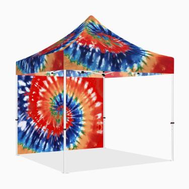Imagem de Tenda de dossel pop-up 25 x 25 cm com paredes laterais, série ABLEM8CANOPY ULTRA8 tenda de sombra instantânea resistente para uso externo comercial ou evento esportivo, pátio, bagageiro, quintal (tie dye, 1 parede completa)