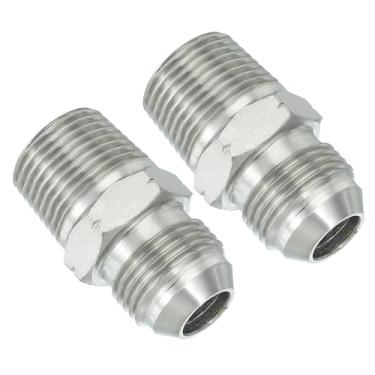 Imagem de PATIKIL Conector adaptador de tubo 7/20.3 cm macho 37 ° Flare JIC x 5/20.3 cm macho R encaixe de tubulação 2 peças conector hidráulico de encaixe de restrição de alimentação de óleo para sistema de