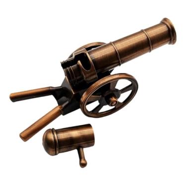 Imagem de XLWLLNJ Cannon italiano Modelo de metal canhão com rodas Decoração de prateleira Ornamento infantil Presentes de aniversário de brinquedo Estátua decorativa, Bronze