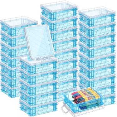 Imagem de Suzile Caixa de giz de cera de plástico com tampas de pressão, caixa de armazenamento empilhável de giz de cera para organizador de arte, artesanato, escola, sala de aula, material de escritório