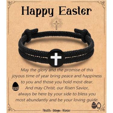 Imagem de Leyung Cesta de Páscoa para adolescentes, crianças, adultos, presentes de Páscoa cristãos para crianças, meninos, pulseiras religiosas, para adolescentes, homens, filho, neto, afilhado, sobrinho, Aço