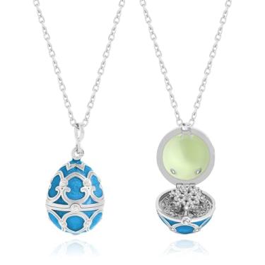 Imagem de Psycheer Colar de ovo de páscoa para mulheres, feito à mão, esmaltado, presente de Páscoa, trevo, para mulheres, floco de neve, corrente aberta, coração vermelho, ovo, colar, presente para esposa e