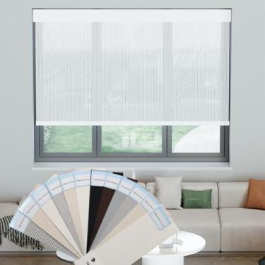 Imagem de Uilvffo Amostra de tecido para cortinas solares, folhetos de amostra de cortinas de filtragem de luz para tratamento de janelas internas, amostra de persianas de rolo (1-5% de abertura mista