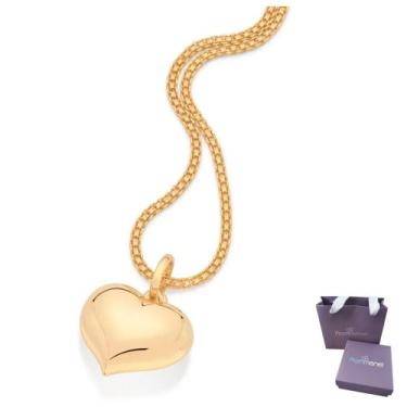 Imagem de Presente Feminino Colar + Pingente Feminino Coração Abaulado Lindo E D