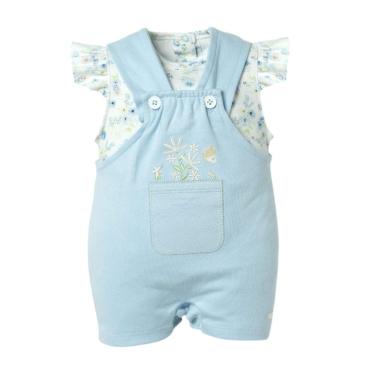 Imagem de Macacão Jardineira Bebê Menina Curto + Body Azul Serena- Hug