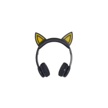 Imagem de Fone de ouvido orelha gato led c/fio mic se-6126 preto amare - XLS