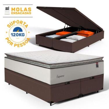 Imagem de Cama Box Baú com Colchão de Molas Ensacadas Pillow Top Supreme Lux Que