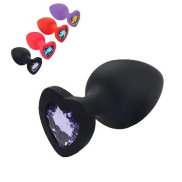 Imagem de Plug Anal Silicone Coração Grande 9,0 X 4,0 Cm Orgasmos Incríveis Prazer Intenso Fácil Limpeza [PRETO]