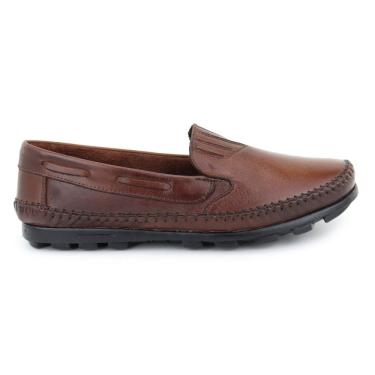 Imagem de Sapatilha Mocassim Masculina Ortopédico Confort Couro Marrom