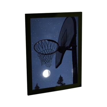 Imagem de Quadro Decorativo Basquete Cesta Ao Luar Foto Decoração Poster Quarto Sala