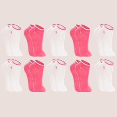 Imagem de Kit 10 Pares Meia Kids Lupo Cano Curto Unisex Original, Branco, Rosa, 