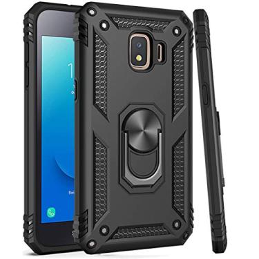 Imagem de Zoeirc Capa para Galaxy J2 Core/J2 2019/J2 Pure/J2 Dash/J2 Shine, [grau militar] Suporte magnético para anel de carro com suporte de suporte para celular para Samsung Galaxy J2 (preto)