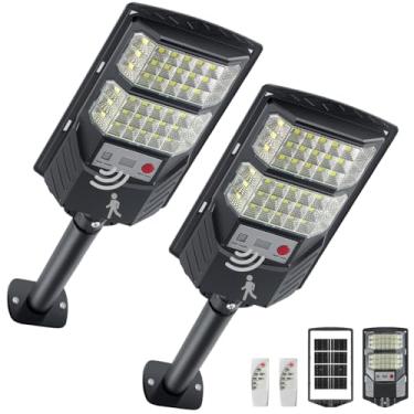 Imagem de Luzes de rua solares ao ar livre, luz LED 8500K alimentada por energia solar, lâmpada à prova d'água do crepúsculo ao amanhecer com sensor de movimento, montagem na parede, luzes de segurança para