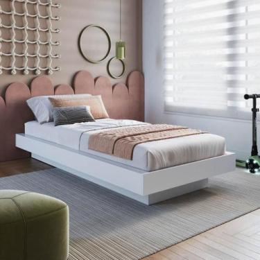 Imagem de Cama de Solteiro Flutuante 92cm x 192cm para Quarto - Art In Q, Branco