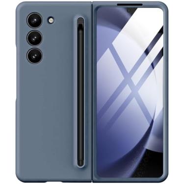 Imagem de Capa protetora à prova de choque para Samsung Galaxy Z Fold 5 com caneta S Pen e protetor de tela integrado, compatível com carregamento sem fio MagSafe, capa protetora à prova de choque para Samsung