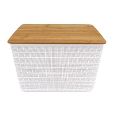 Imagem de Caixa Organizadora com Tampa Bambu 18L - ACASA Caixa Organizadora com 