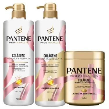 Imagem de Kit Pantene Shampoo 510ml, Condicionador 510ml e Máscara Colágeno 550m