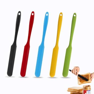 Imagem de Conjunto de espátula de silicone para jarra de geleia e cozimento - espátula fina pequena resistente ao calor, raspador antiaderente, respingo de fermento, creme de bolo e espalhador de manteiga