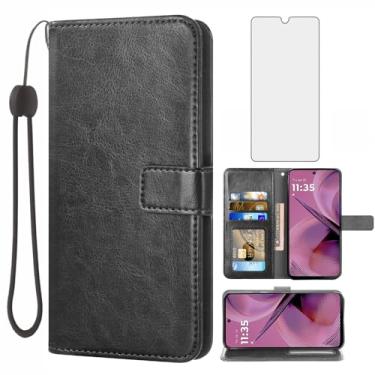 Imagem de Asuwish Compatível com Motorola Moto G55 5G 2024 capa carteira protetora de tela de vidro temperado e capa flip de couro suporte para cartão capas de telefone para Motorola G 55 55G MotoG55 G5