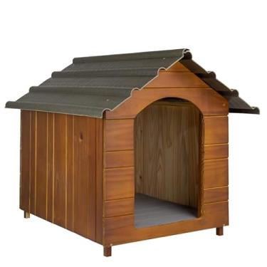 Imagem de Casa Casinha De Cachorro Reforçada Com Telhado Ecológico Extra Gigante N8 (Cerejeira)