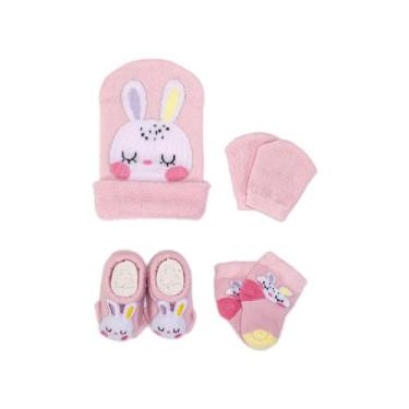Imagem de Kit Enxoval Bebe Toca Luva Sapatinho E Meia Recem Nascido Presente Mat
