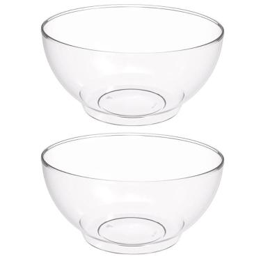 Imagem de Kit 2 Tigelas 3,1L Transparente Redondas 23x10cm Salada Sobremesa Travessa Servir Crippa