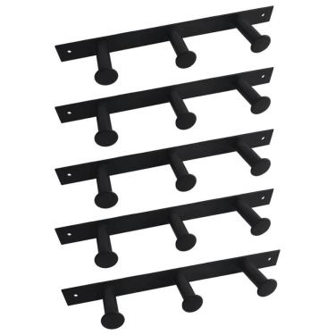 Imagem de Kit 5 Cabideiros de Parede 3 Ganchos Multiusos Preto Provador Loja Roupas Bolsas Duler