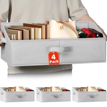 Imagem de Organizadores de armário extragrandes pacote com 4 - cesta de cobertor para organizar/caixas de armazenamento de roupas de casa para jeans/organizadores de brinquedos para berçário/guarda-roupa