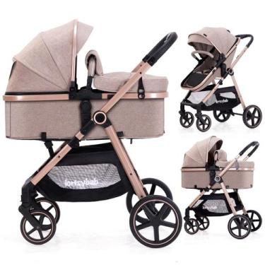 Imagem de Carrinho de bebê LORTSYBAB 2 em 1 com berço 0-36 meses bege