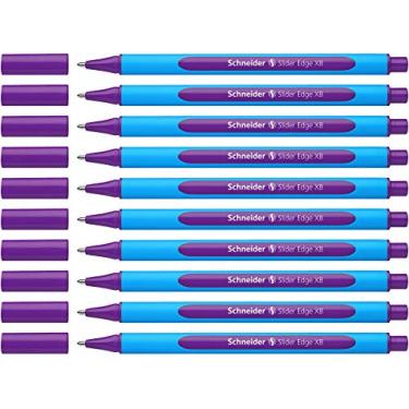 Imagem de Schneider Caneta esferográfica Slider Edge XB (extra larga), 1,4 mm, tambor azul claro, tinta violeta, caixa com 10 canetas (152208)